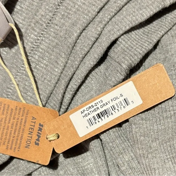 NWT • SMALL • SKIMS • SOFT LOUNGE SHIMMER RACERBACK DRESS • HEATHER GRAY FOIL